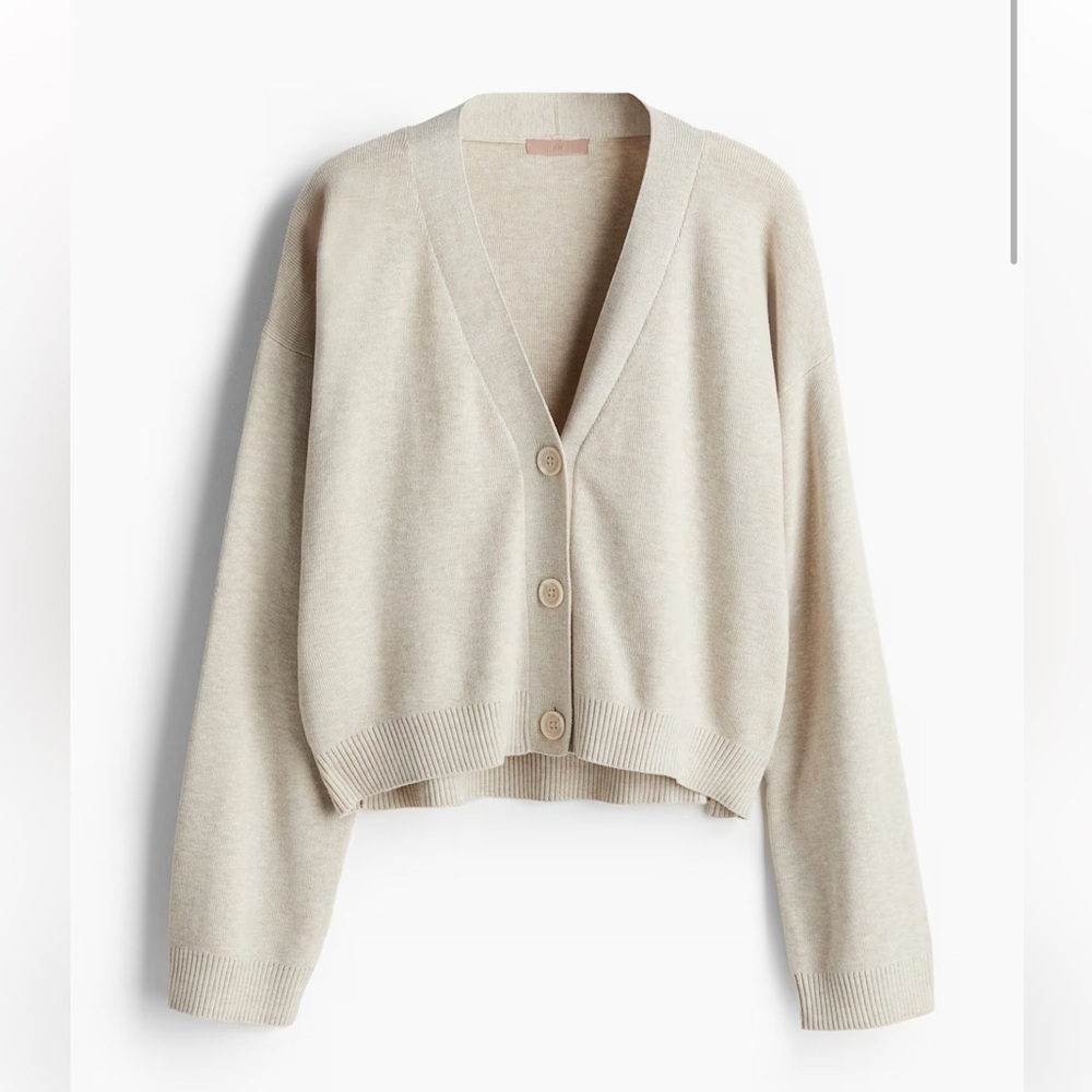H&M Viral Fine Knit Cardigan & Pant Set Size Medium | Neutral Loungewear Chic
